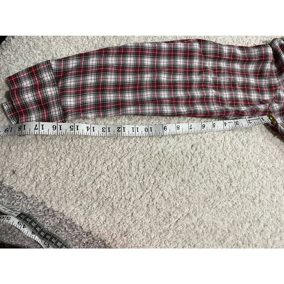 Loft Women's Size Medium Plaid Tie Front Button Down Long Sleeve Shirt Top Red - Picture 7 of 8